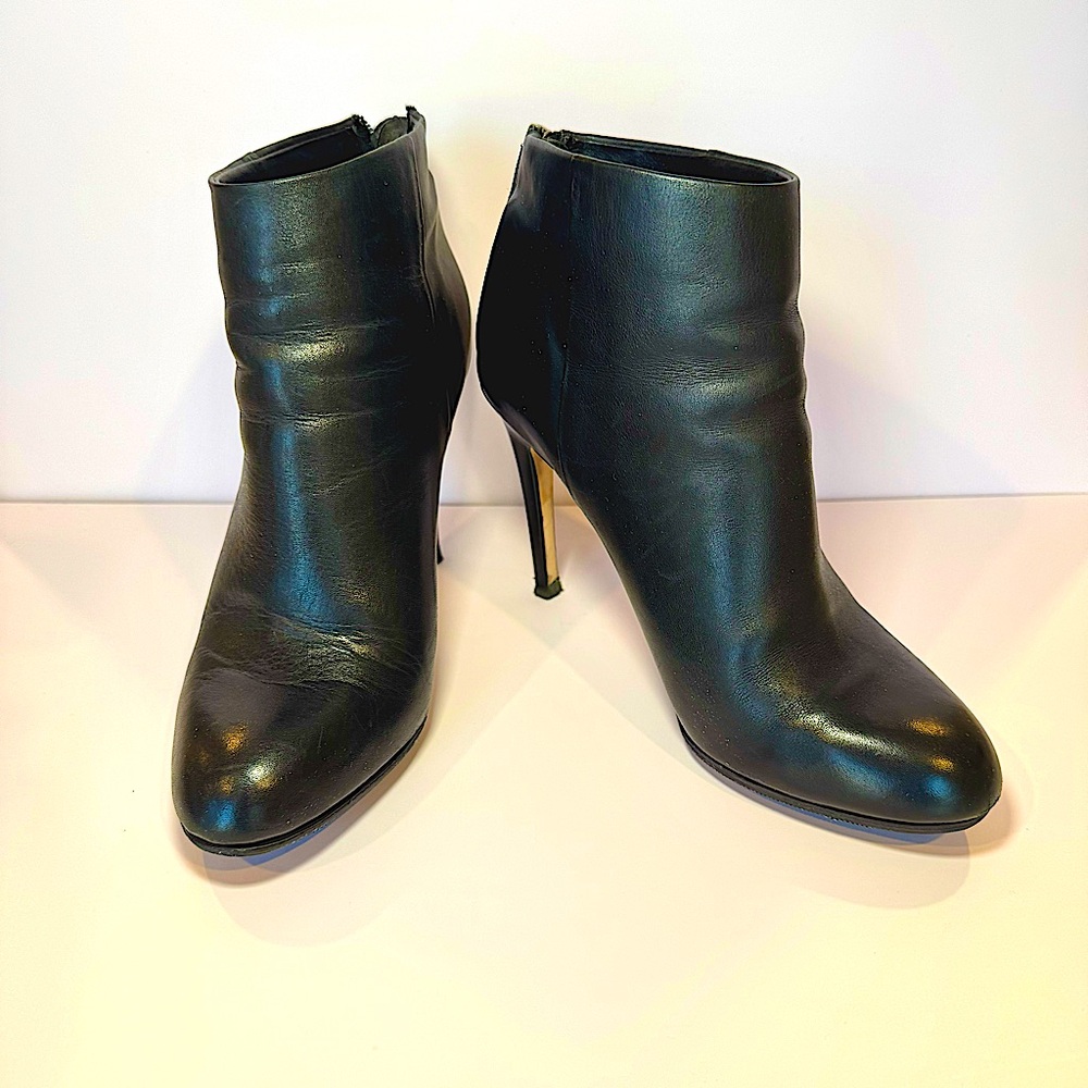 Sam Edelman Kourtney Black Leather Ankle Boots W Stiletto Heel Sz 8.5